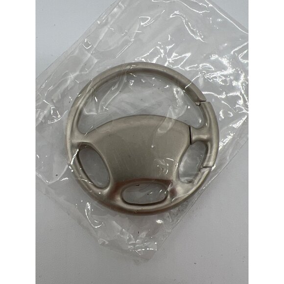 Silver Steering Wheel Keychain Durable Metal Novelty Design For Car Enthusiasts - Picture 2 of 4